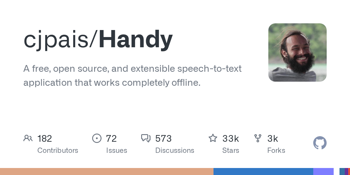 Handy 仓库档案卡：star 数、语言与描述快照