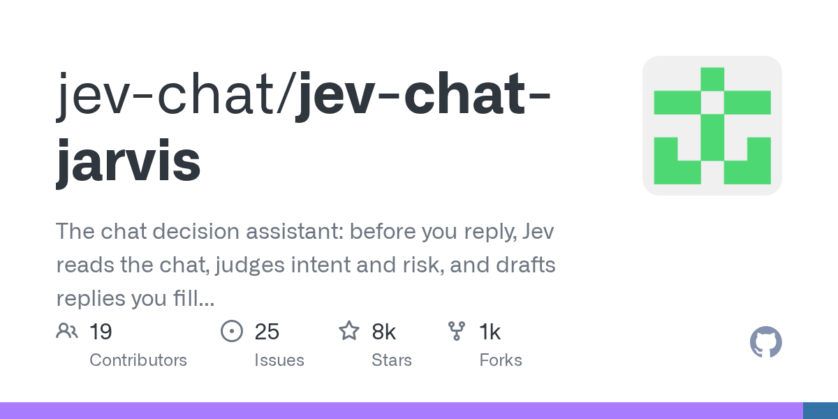 jev-chat-jarvis 仓库档案卡：star 数、语言与描述快照
