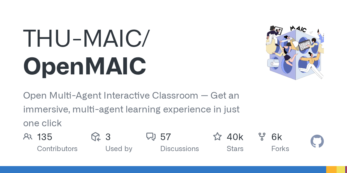 OpenMAIC 仓库档案卡：star 数、语言与描述快照