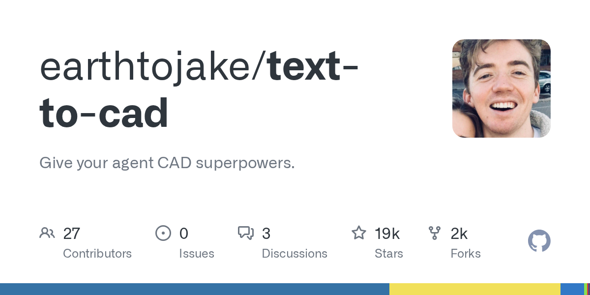 text-to-cad 仓库档案卡：star 数、语言与描述快照